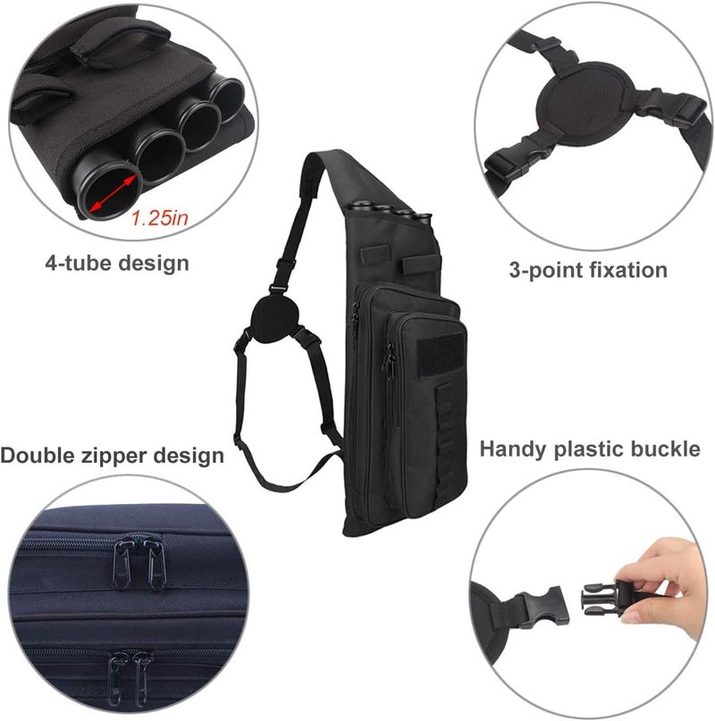 KRATARC Krayney Multi-function 4-Tubes Back Arrow Quiver Shoulder Hanged Target Shooting Archery Quiver for Arrows Takedown Bow - Image 1